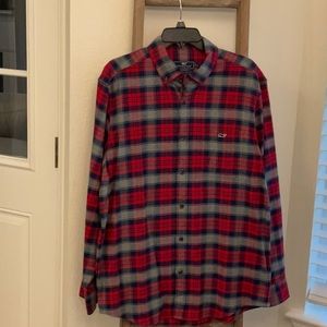 Vineyard Vines Men’s L 97% Cotton Red Plaid Flannel Classic Fit Tucker Shirt